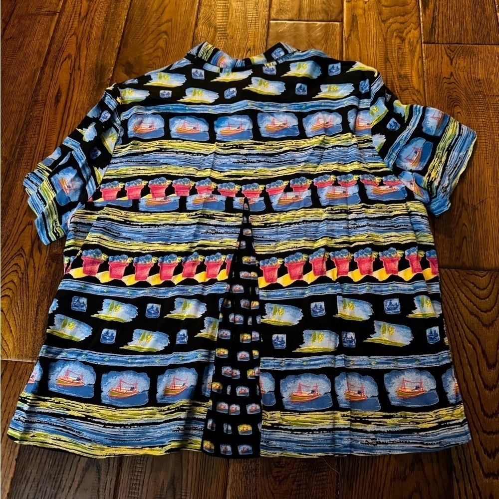 VTG Loco Lindo Printed Short Sleeve Button Down Shirt - Picture 2 of 5